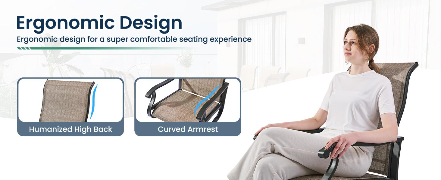 Amopatio Greenish Spring 3-Piece Patio Swivel Chairs, Modern Metal Outdoor Furniture Set with Cushions