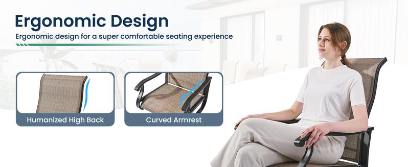 [Labor Day]Amopatio Patio Swivel Chairs Sets, Outdoor Rocker Dining Chairs with Textilene High Back&Metal Frame for Family/Garden/Backyard/Deck/Porch