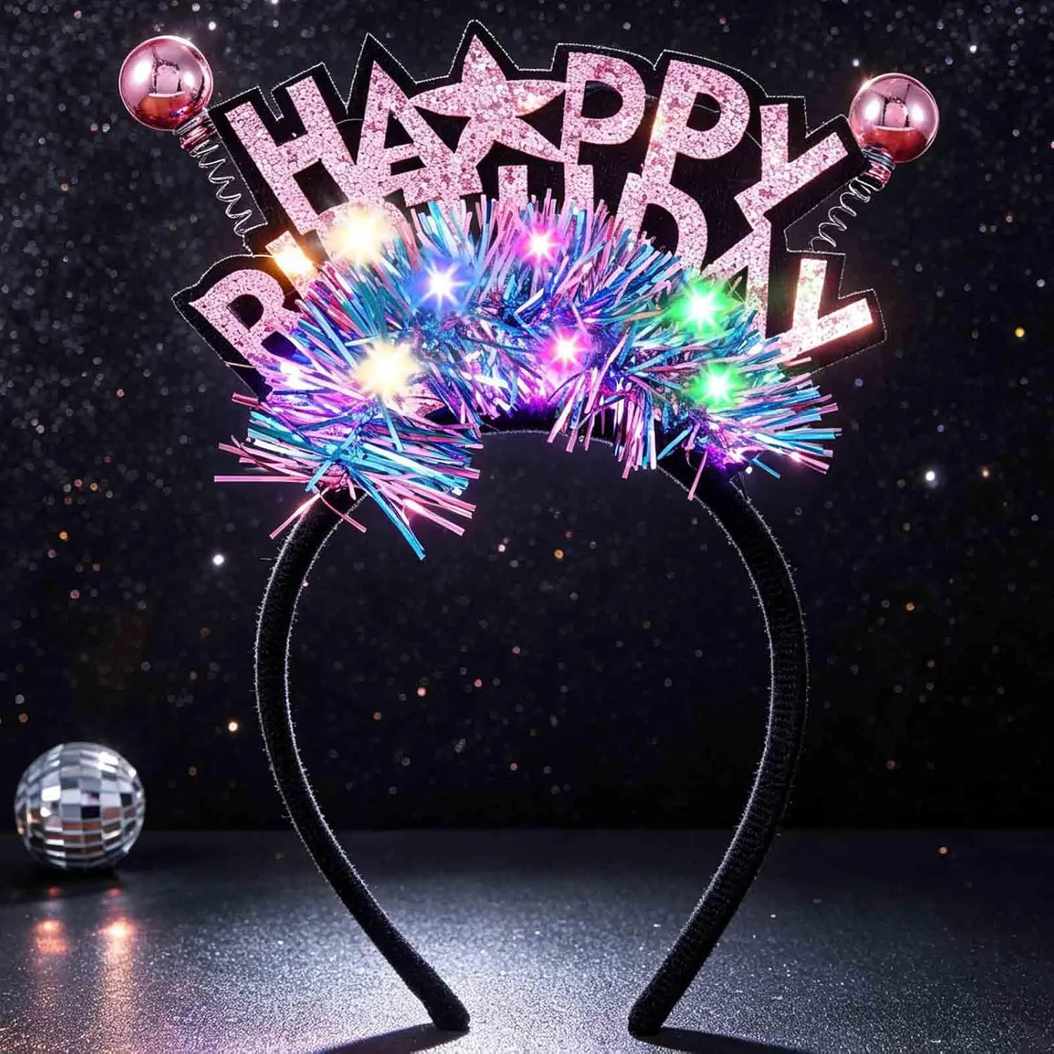 Light Up Happy Birthday Headband LED Birthday Crown Birthday Decorations Birthday Hair Accessories for Women Girls