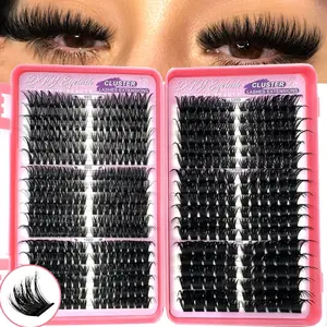 Large capacity eyelash book, Lash Extension Set, Lash Individuals Russian Lash Extensions Volume Eyelash Clusters D-Curly Individual Lash Clusters, Natural Look, Reusable Individual False Eyelashes Wispy Soft DIY Eyelash Extension At Home
