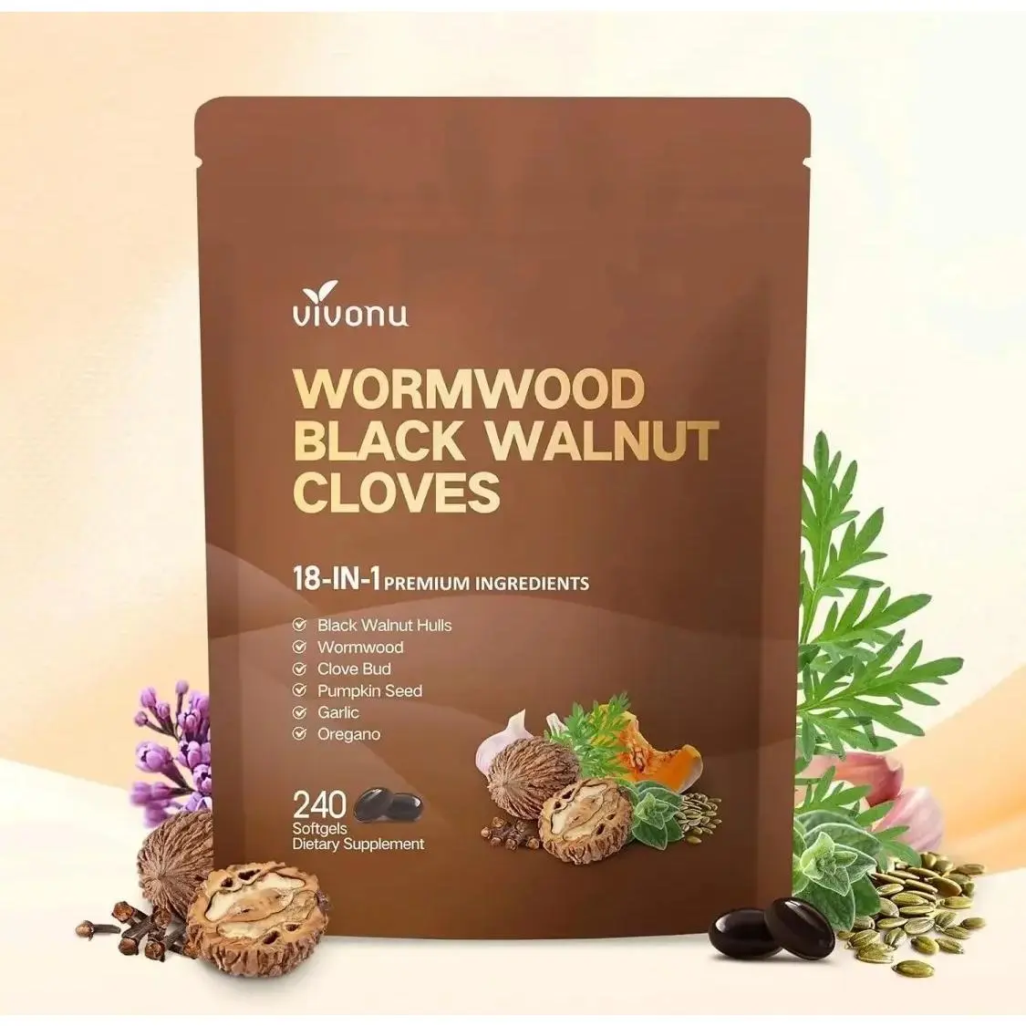 18-in-1 Black Walnut Wormwood Cleanse for Humans Softgels, 80 Day Supply | Rapid Gut Cleanse & Digestive Health for Women & Men with Clove, Garlic, Turmeric, Pumpkin Seed, Oregano, Berberine