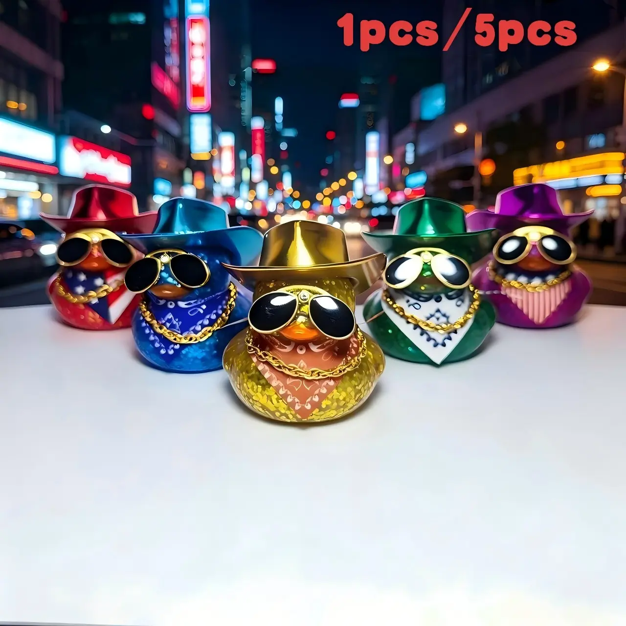 5 Colors Glittering Denim Rubber Duck, Glittering Dashboard Duck Decoration, Car Accessories, Fun Car Accessories, Car Dashboard Decorations, Ideal Birthday Gift for Car Enthusiasts, Truck Drivers and Car Lovers