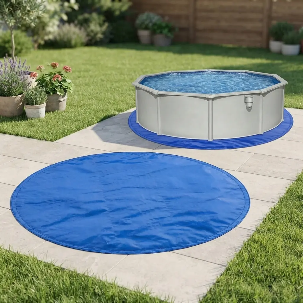 12FT Pool Liners, Swimming Pool Ground Cloth, Multipurpose Round Tarp for Under Pool, Easy to Fold Pool Liner Pad for Above Ground Pool Mat Protector Pad Prevents Punctures Pool,Durable,Blue