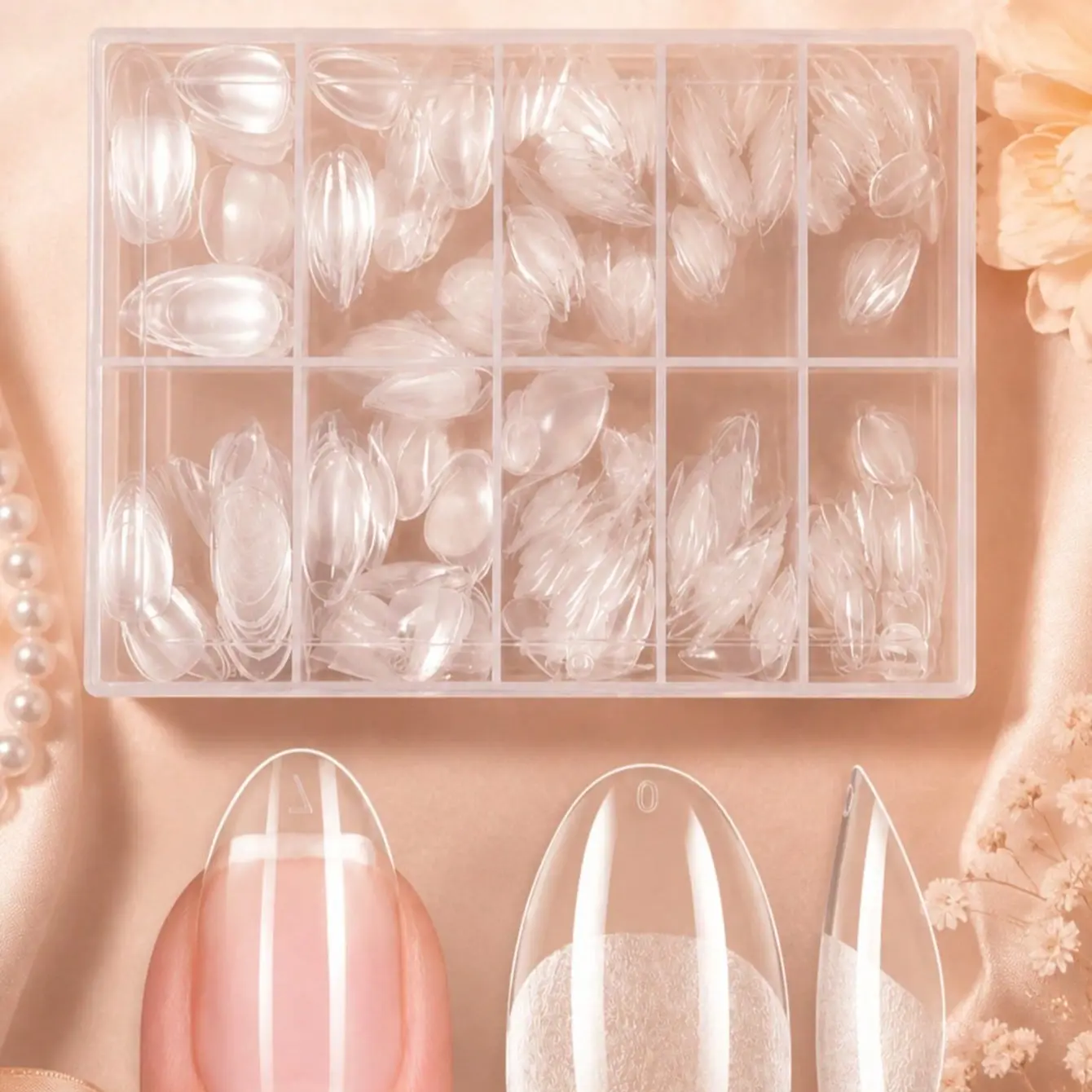 300pcs Ultra Short Almond Shape Nails, Thickened Matte Super Thin Invisible Transparent Nail Tips, Removable DIY Reusable False Nails Extension, Press On Nail