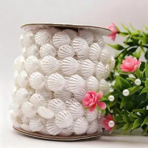 Coastal Seashell Garland with Seaweed & Pearls, This 30-foot ivory shell garland decor brings beach charm indoors, Perfect for Christmas trees, weddings decoration as a versatile seashell garland decorfidget toys