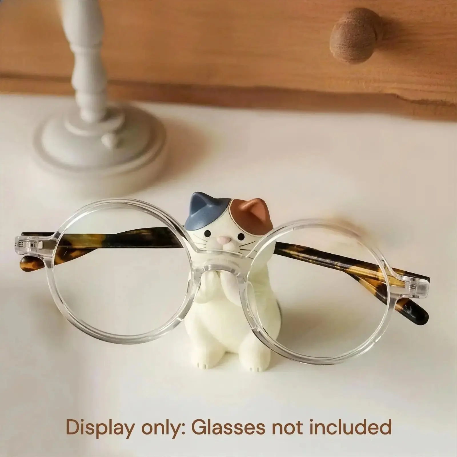 1/2pcs Cat Design Eyeglass Holder Ornament, Viral Kawaii Resin Desktop Decoration, Stylish Multi-Scenic Glasses Stand for Home Use, exquisite cartoon craft & compact space-saving design, ideal for study table layout,  modern interior embellishment