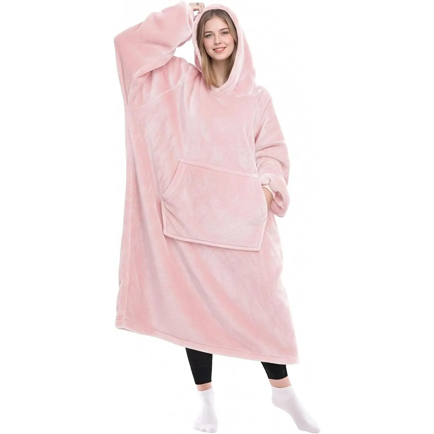 Wearable Blanket Hoodie Gifts for Women Men, Cozy Hoodie Blankets Sweatshirt Birthday Gifts for Women Mom Wife, Warm Fleece Hooded Blanket with Sleeves for Adults,