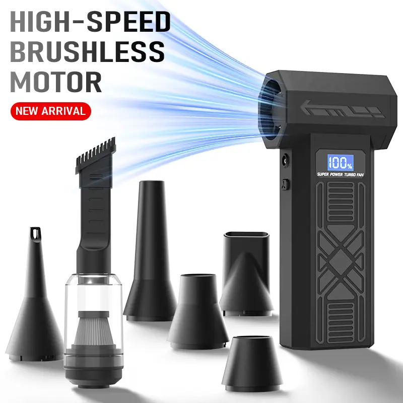 Portable Air Blower Powerful Turbo Jet Fan Cordless Rechargeable Electric Dust Cleaner for Keyboard PC Car Interior Everyday Cleaning