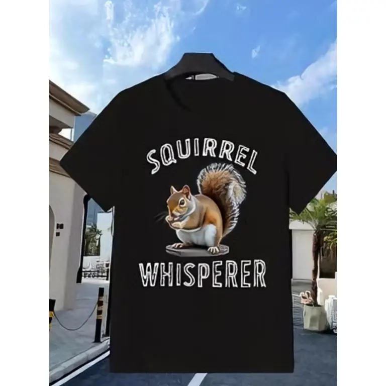 "Squirrel Whisperer" Cute Squirrel Lover Graphic Cotton T-Shirt, Squirrel Fan Comfort Tee, Wildlife Fashion Outfit, Oversized Casual Shirt, Birthday & Nature Lover Gift For Him Her