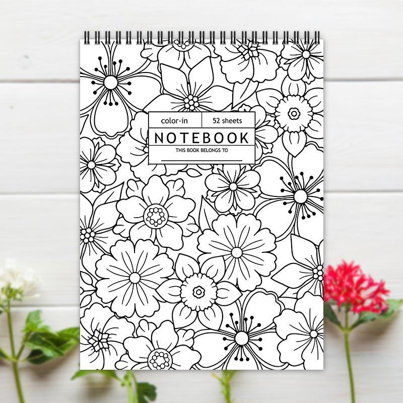 Floral Pattern Cover Spiral Notebook, 1 Count 52 Weeks Design Notebook, Suitable for Teens, Adults, Teachers, Perfect for Those Who Love Coloring and Doodling