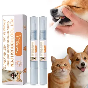 2 PCS 2026 New Pet Toothbrush Pen - Ergonomic Oral Care Tool with Brightening Gel, Tooth Whitening & Fresh Breath for Dogs Cats