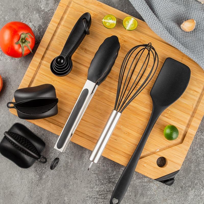 Kitchen Knife Set with Storage Holder, 25pcs/set Including Stainless Steel Knives & Scissors & Spatula & Tongs & Whisk & Cutting Board, Modern Home Kitchen Utensils Set, Kitchenware