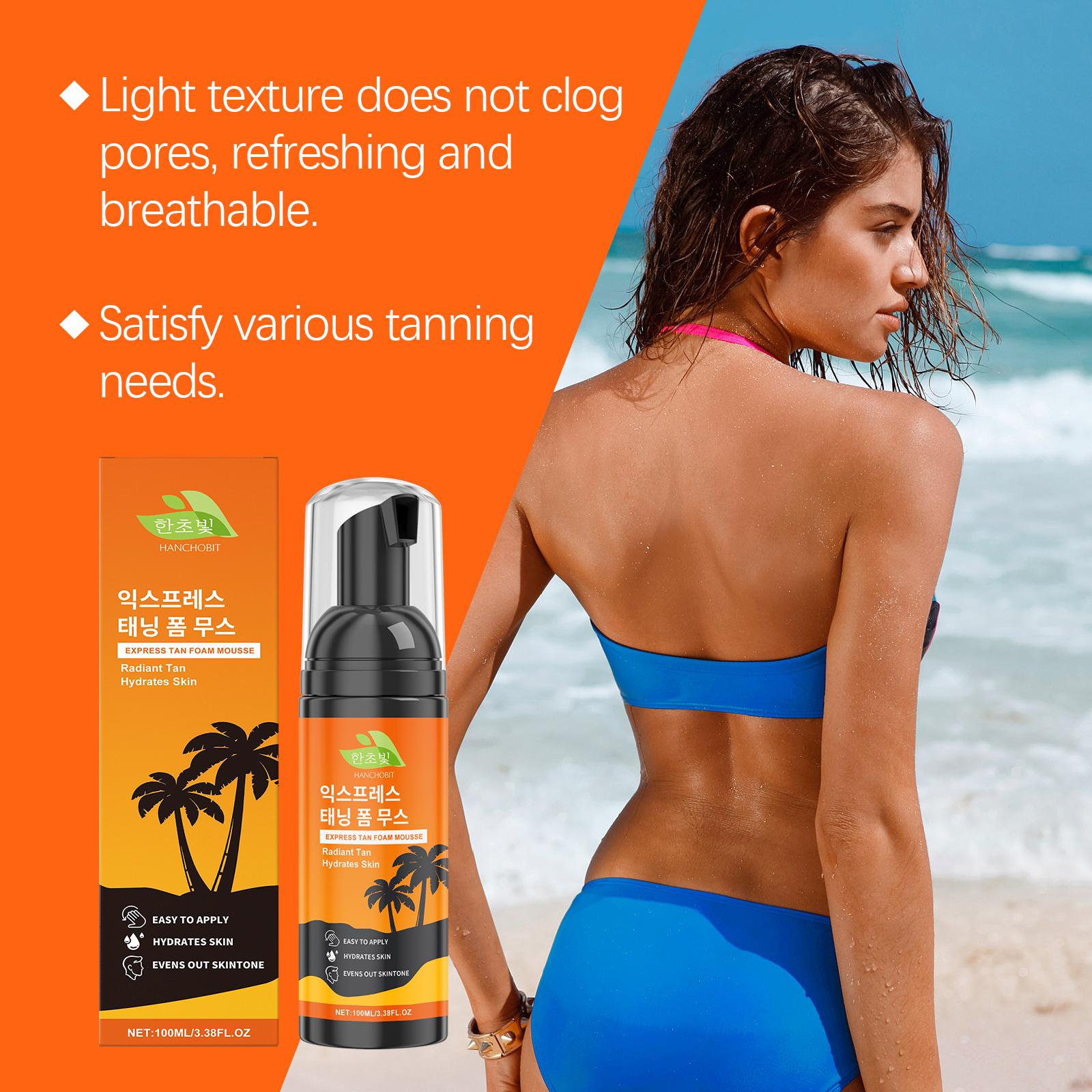 HANCHOBIT Daily Tanning Foam Mousse Even Skin Tone Long-lasting Gentle Moisturizing Body Care Mousse