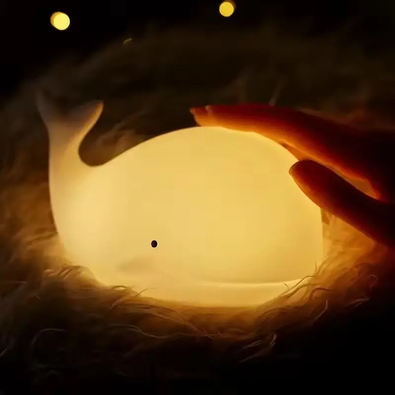 Oceanic Whale Silicone Night Light, Eye-Friendly Bedside Lamp, Multicolor Ambiance, Creative Sleep Companion, Soft Glow Design