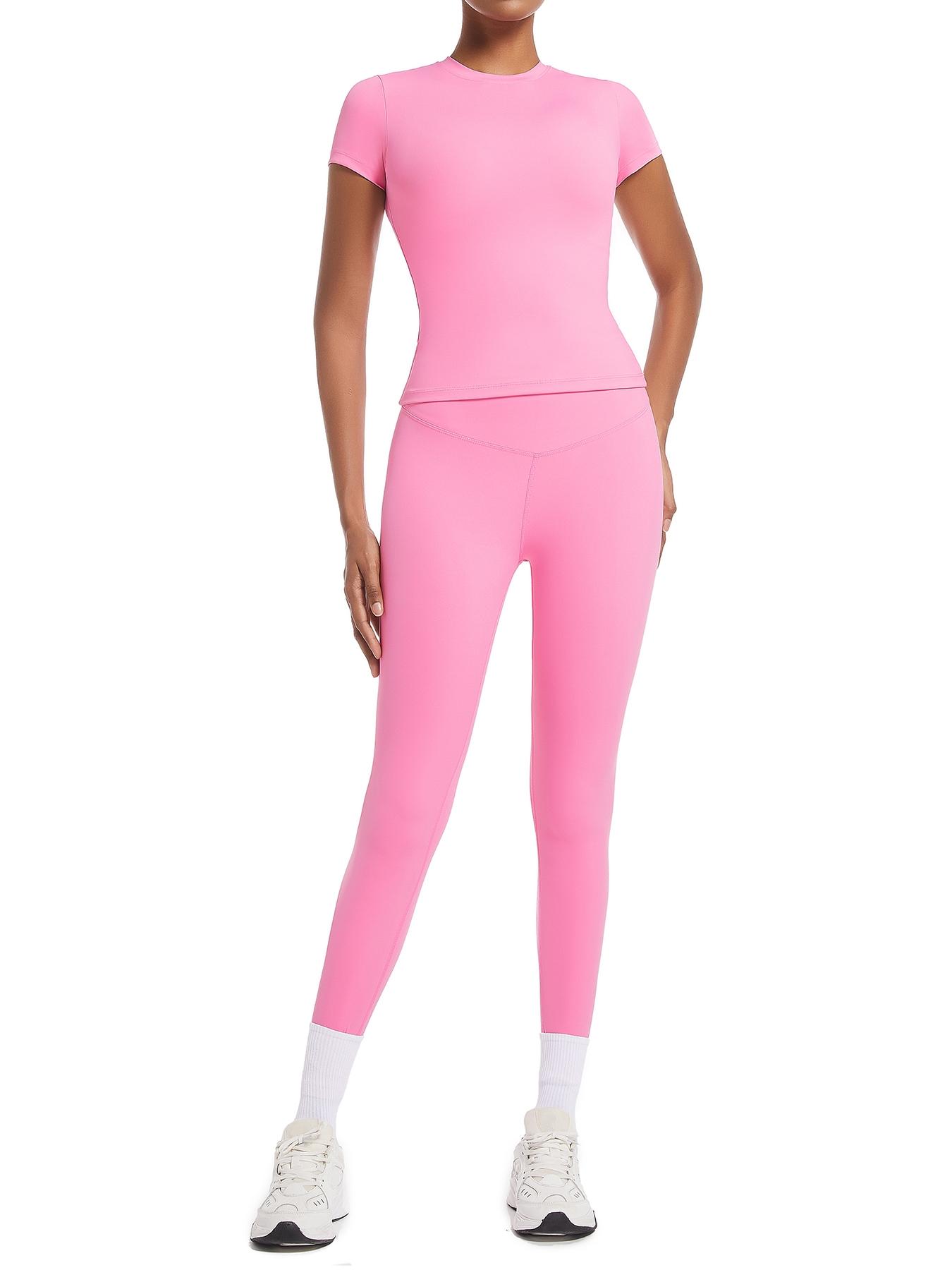 Sporty Two-Piece Set Women's Tee & High Waist Leggings Sportswear Set, Tracksuit Set for Yoga Gym Workout Running, Ladies Sportswear for All Seasons, Athletic Activewear Tracksuits
