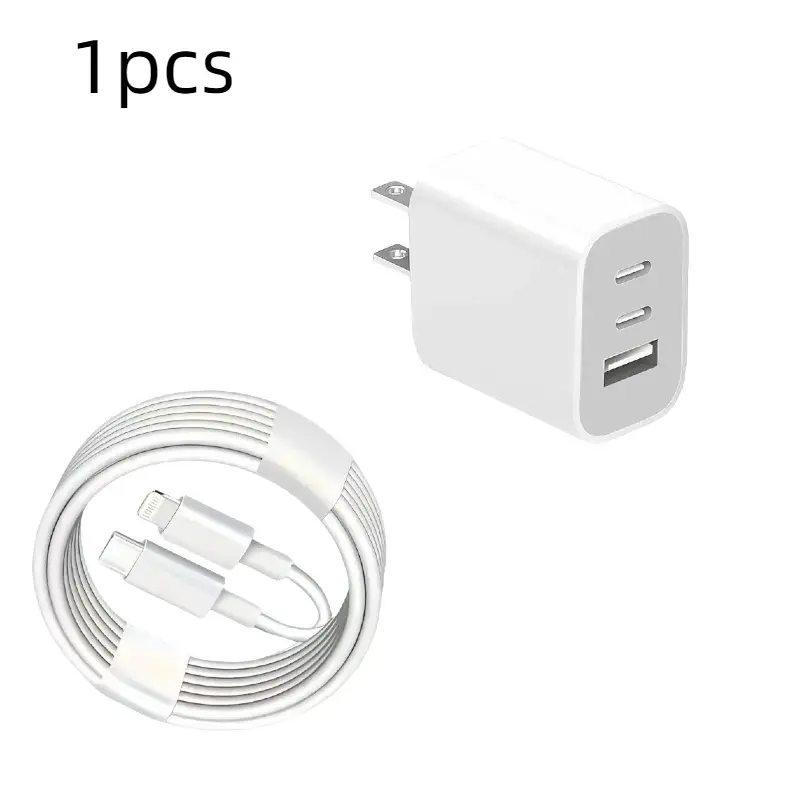 iPhone 17 16e 15 Charger Block, 3 Port Fast USB-C Charger, Dual Port PD Adapter, Qc Wall Plug, Multi-Port Usbc Wall Charger, Dual Charging Modes for iPhone Models