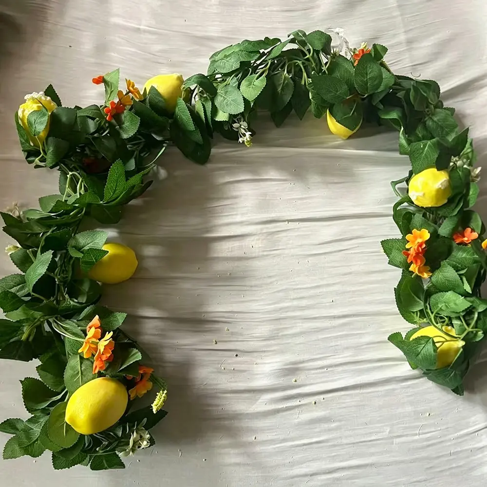 Realistic Lemon Vine Wreath for Wedding Arches, Garden Decorations, Home Decoration, Durable Artificial Floral Arrangement