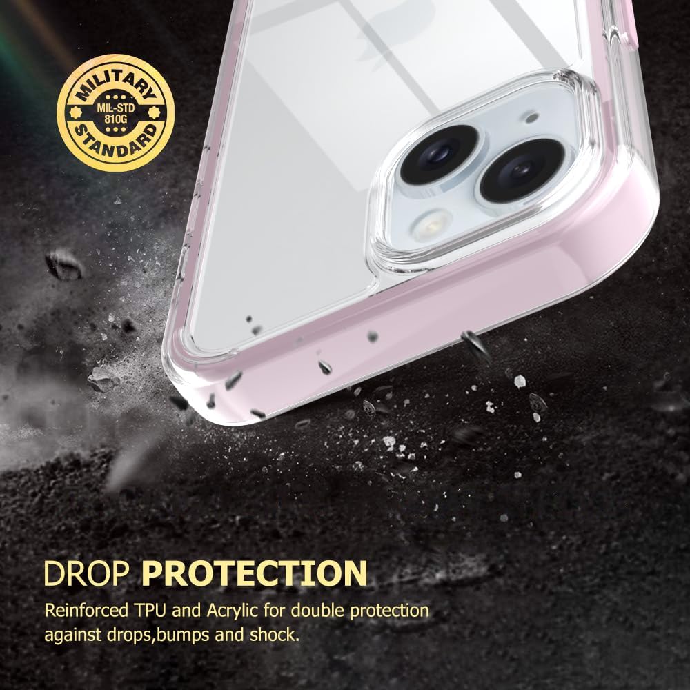 Phone Case for iPhone 16 15 14 Plus 13 12 Pro Max, Clear Cute Aesthetic Transparent Phone Cases Raised Camera Protection Stylish Slim Soft Durable TPU Protective Cover for Women Girls, Drop Protection, Shockproof Slim Phone Cover