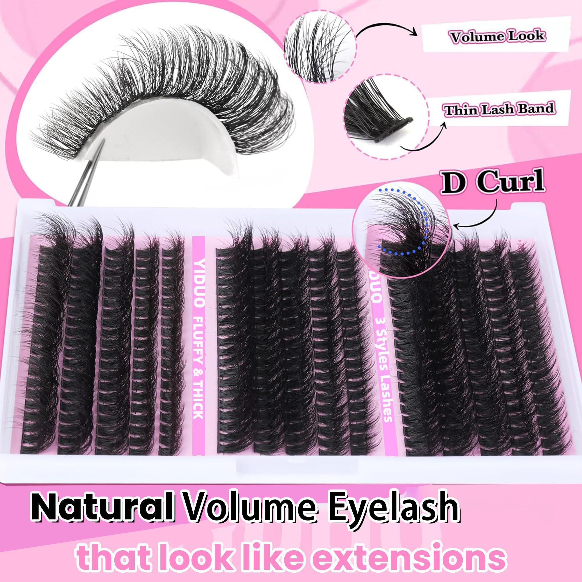 Natural Eyelash Extensions Kit, 1 Set Mixed Length Eyelash Clusters, Self Grafting Curl Eyelashes, Diy False Eyelashes, Professional Eye Makeup Accessories for Women, Makeup Products
