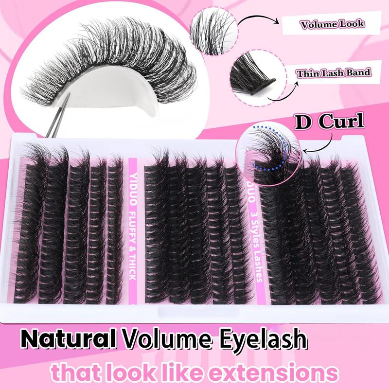 Natural Eyelash Extensions Kit, 1 Set Mixed Length Eyelash Clusters, Self Grafting Curl Eyelashes, Diy False Eyelashes, Professional Eye Makeup Accessories for Women, Makeup Products