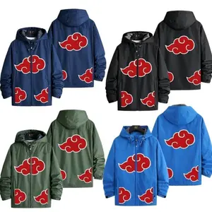 Naruto Hiking Jackets Cartoon Akatsuki Couple Sports Coats Y2K Hooded Windbreaker Anime Outdoor Travel Waterproof Jackets Gift