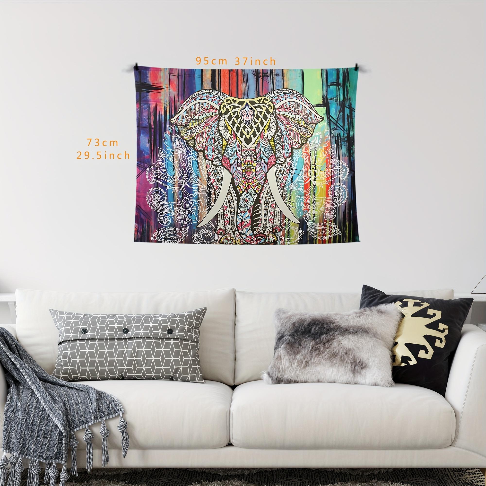 1pc Exotic Mandala Indian Elephant Canvas Tapestry, Ethnic Life Wall Rug Creative Religious Print Wall Decor， funny room tapestry durable man