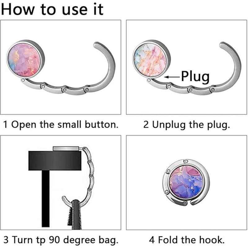 Foldable Purse Hook, 3 Counts Folding Handbag Hanger, Compact Table Hook for Girls and Women, Home Organizer for Bag, Handbag, Purse, Pouch Holder