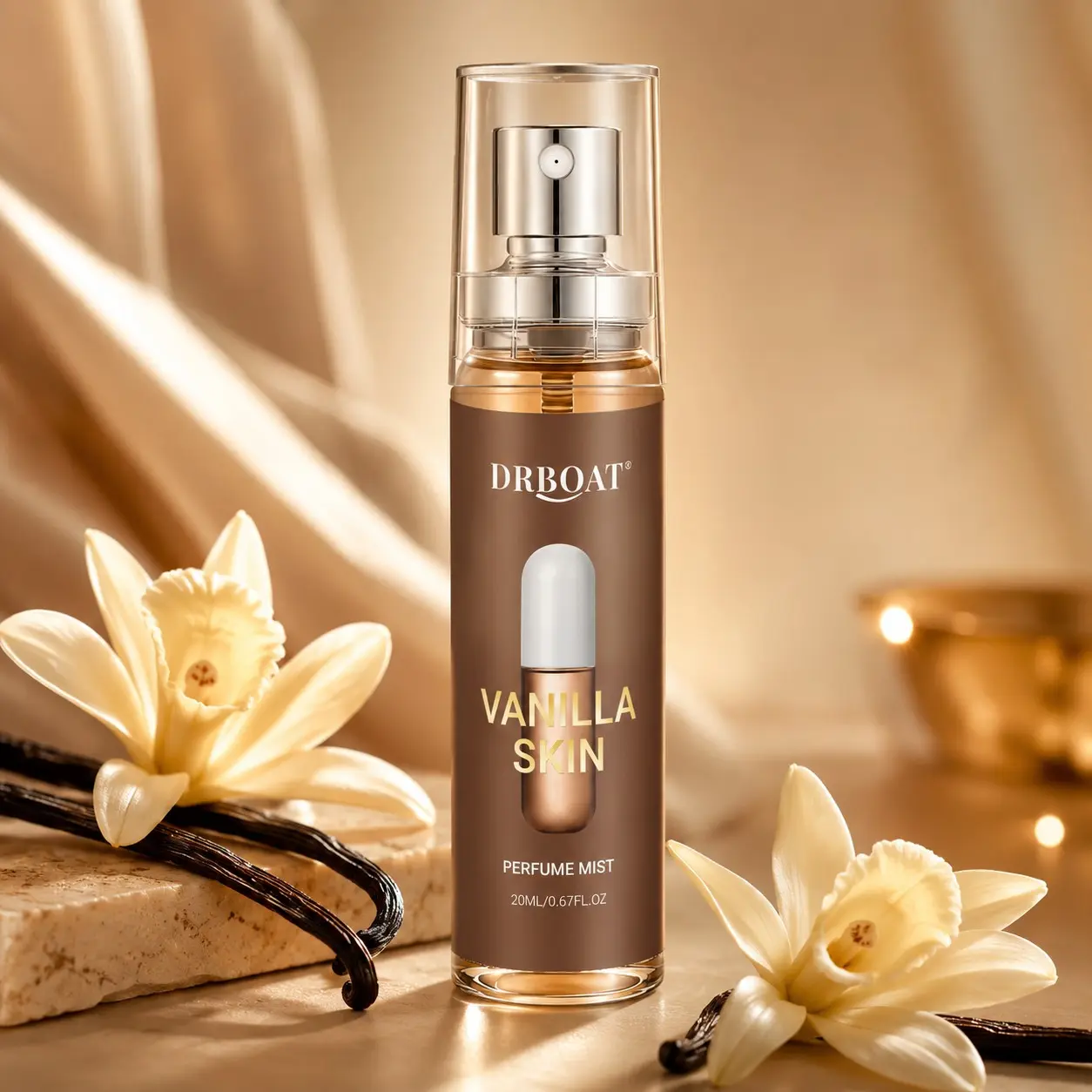 Vanilla Skin Perfume Mist - 20ml Rich Pheromone Mist, Fresh Vanilla Body Spray with Pink Pepper, Cashmere Wood & Sandalwood Fragrance for Men & Women, Dating Traveling Home