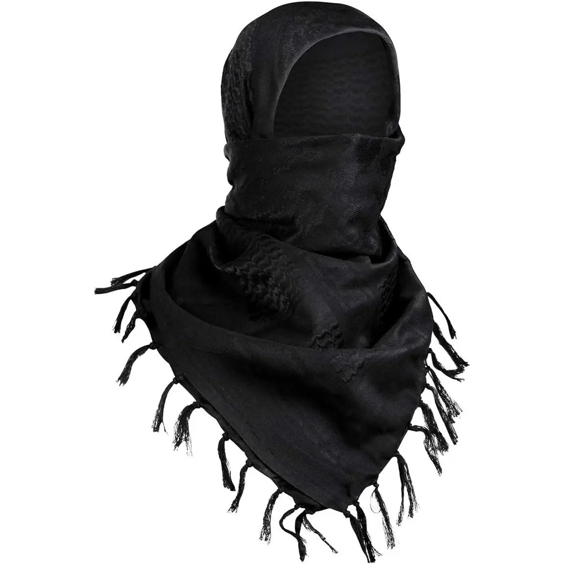 Unisex Tactical Military Shemagh Keffiyeh Bandana, 43"x43" Large Jacquard Weave Arab Neck Wrap with Tassel, Tan/Amber Brown Everyday Selfie Accessory Headwrap, Scarf