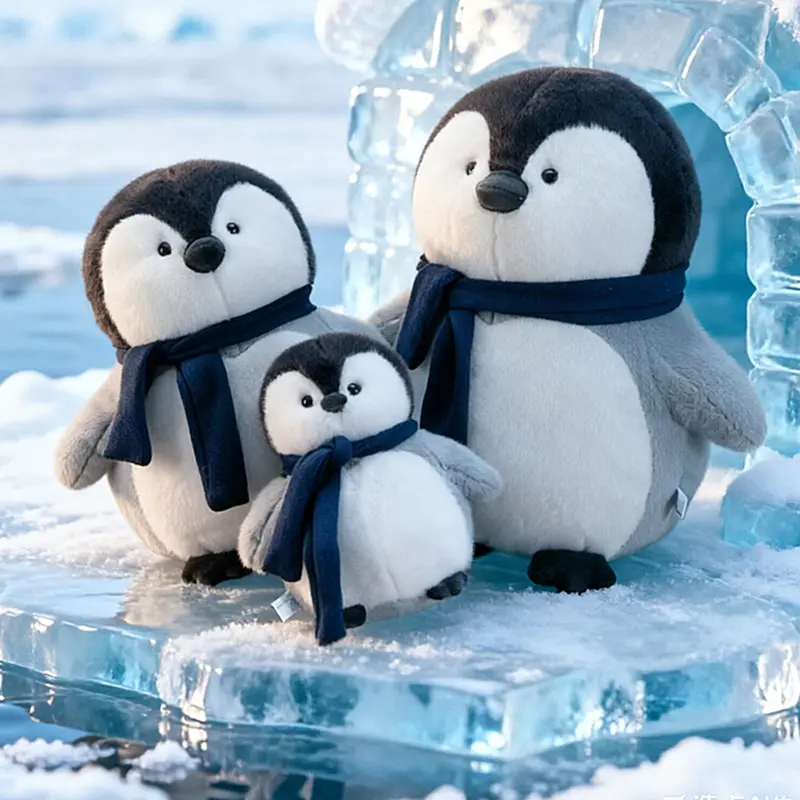 New Arrival Super Soft Dundun Penguin Stuffed Figure Warm Scarf Design Ocean Animal Soothing Sleeping Plush Toy Sofa Bedroom Ornament Holiday Present For Girls Boys