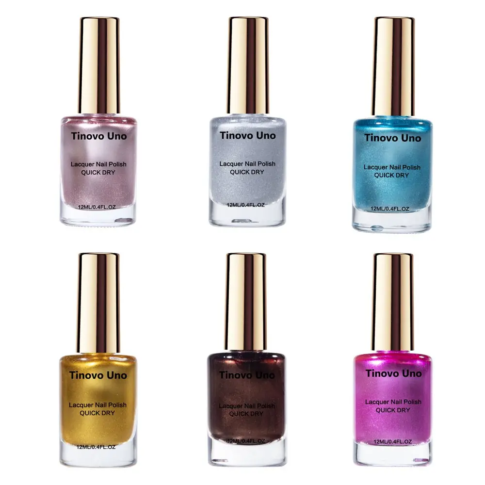 Tinovo Uno 6-Piece Set of Mirror-Effect Metallic Nail Polish Nail Art Manicure: No-bake, quick-drying formula; chrome-plated gloss finish; salon-quality manicure; long-lasting and convenient