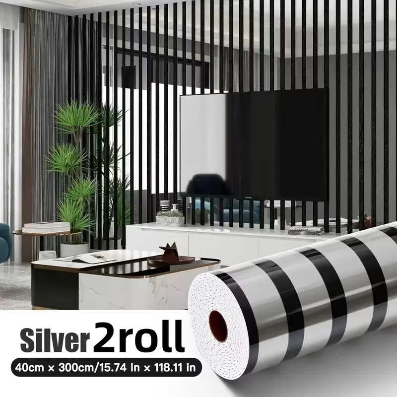 2 Rolls 3D Wall Stickers, Accent Wall Peel and Stick, Self-Adhesive Metal Punk Wallpaper, 3D Mirror Reflective Texture, TV Background, Entryway, Living Room, Bedroom