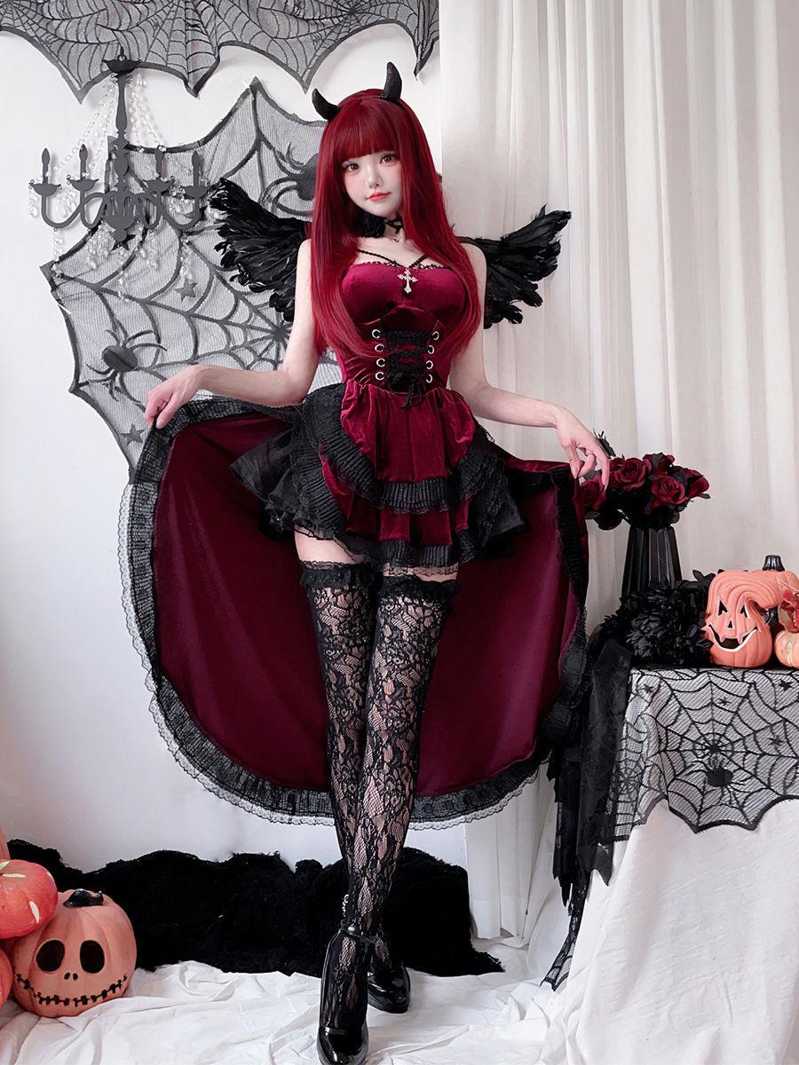 Women’s Halloween Gothic Dress | Dark Tail Design, Suitable for Witch, Vampire & Ghost Bride Cosplay/Performance