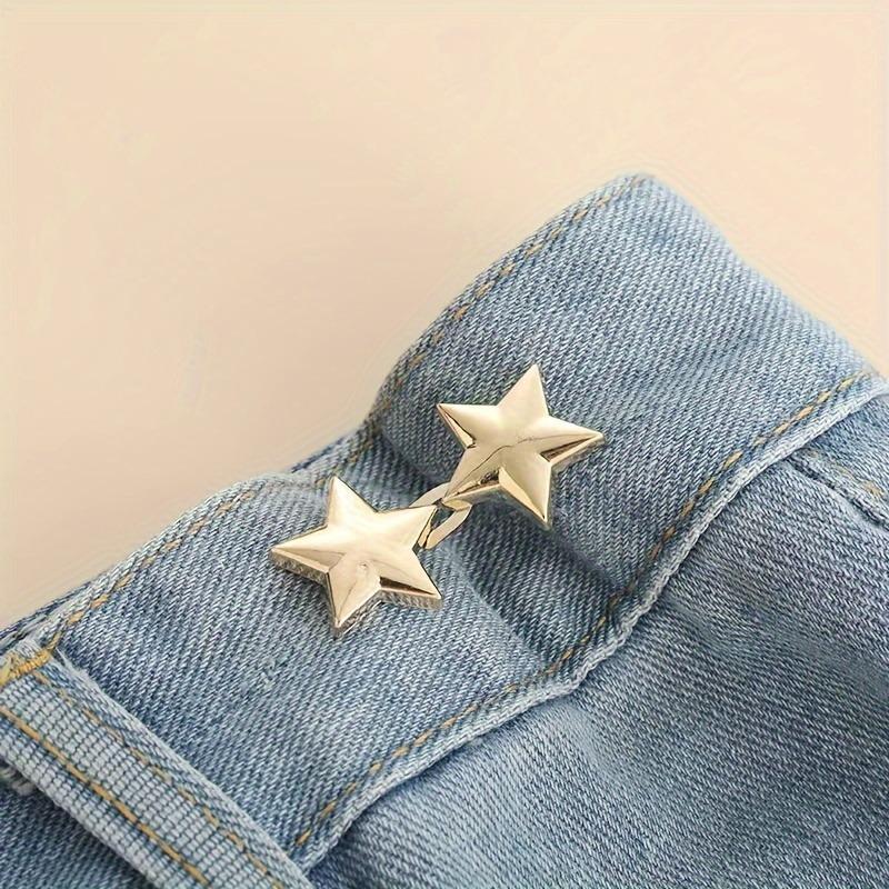 Jeans Button Tightener Set, Star Style 2 Sets/4 Sets Handmade Jeans Button Pins, Easy Installation Waist Tightener Buttons