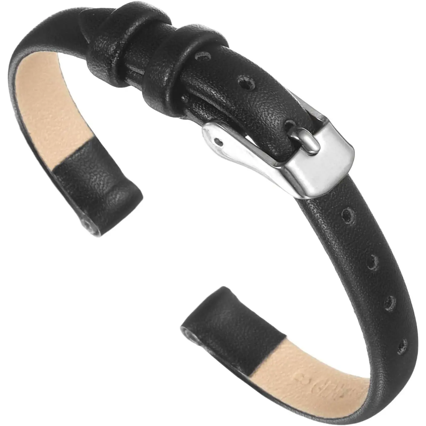 Flat Genuine Leather Strap, Unisex Replacement Watch Band with Adjustable Size - Comfortable and Lightweight for Daily Casual Wear