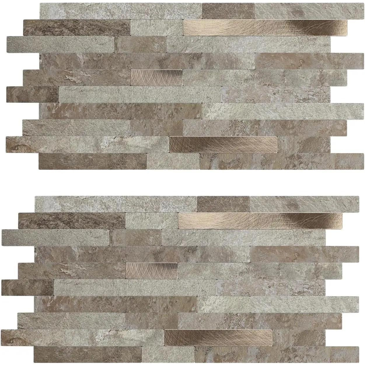 Peel and Stick Kitchen Backsplash Ecru Slate Faux Stone Look PVC Wall Tiles for Bathroom Laundry Room Camper Fireplace