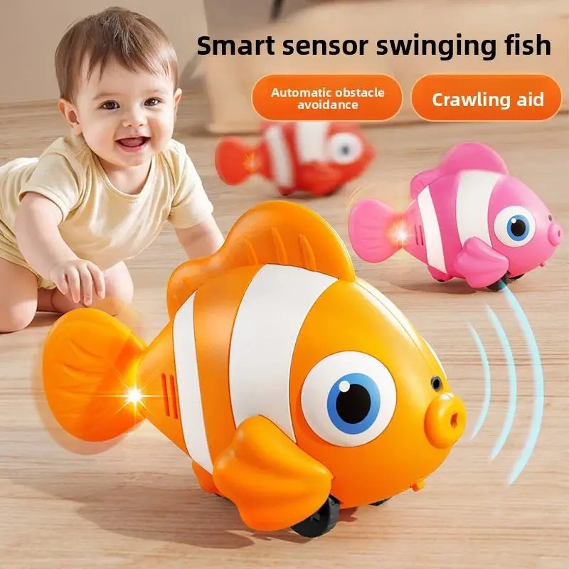 Kids Clownfish Interactive Toy Baby Auto Sensing Avoiding Obstacles Crawling Toddlers Electric Simulation Animals Christmas Gift