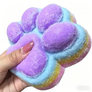 12cm Gradient Color Cat Paw Pinch Decompression Toy Squishy Fidget Toy Relax Squeeze Toy Slow Rebound Stress Relief Cat Claw Toy