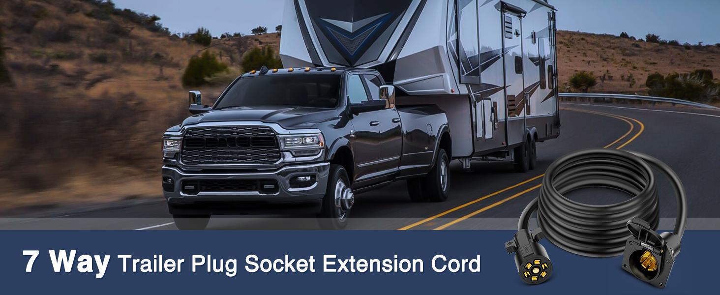 Nilight 8FT 7-Way Trailer Plug Socket Extension Cable Durable Connection Protection Cover Nilight 8FT 7-Way Trailer Plug Socket Extension Cable Durable Connection Protection Cover