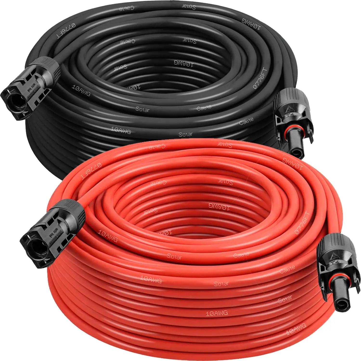 Solar Panel Extension Cable - 10AWG 100FT Solar Wire with Female & Male Waterproof Connector PV Wire for RV, Photovoltaic Systems, Home, Boat, Solar Panels, Car(100 Feet Red + 100 Feet Black) : Patio, Lawn & Garden