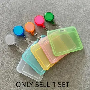 1 set of multi-color transparent flip ID card holder, Id Holders For Badges, Clear Id Badge Holder, Removable Cardholder, plastic protective case, suitable for bus cards, meal cards, ID badges, small cards, and office supplies, Card Id Slots