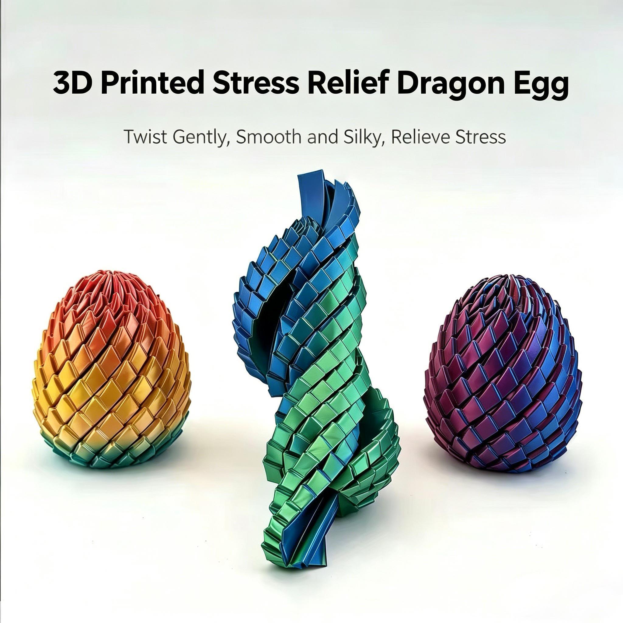 3D Printed Dragon Egg Stress Relief Toy, Transformable Twist Egg, Creative Stress-Relief Gadget, Children's Toy