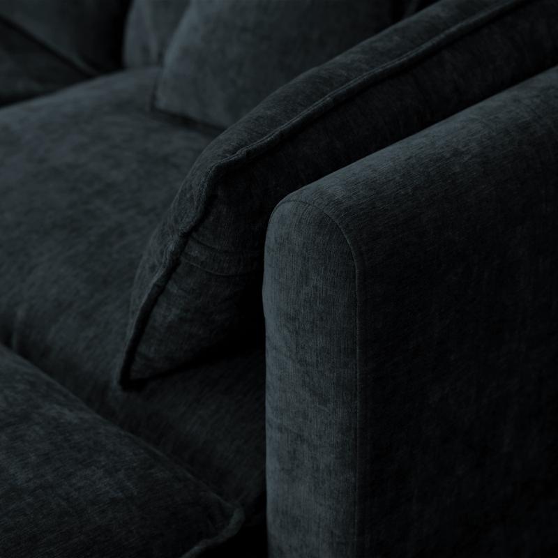 144" U-Shaped Sectional Cloud Couch – Modern Chenille Modular Sofa Set with 6 Seats, Movable Ottoman, Cup Holders & Hidden Storage Console, Comfy Fluffy Black Grey Sectional Sofa for Living Room or Apartment 20.27“ Seat Height