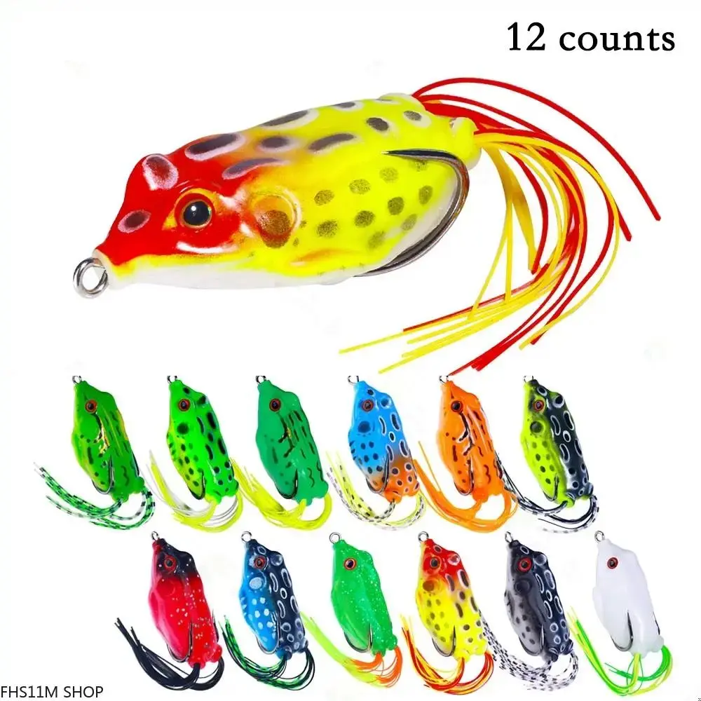 12 Pack Topwater Soft Frog Lure Weedless Hollow Body Sharp Hook Freshwater Angling FishingTok CatchAndCook Summer Essentials Unisex Premium Artificial Swimbait