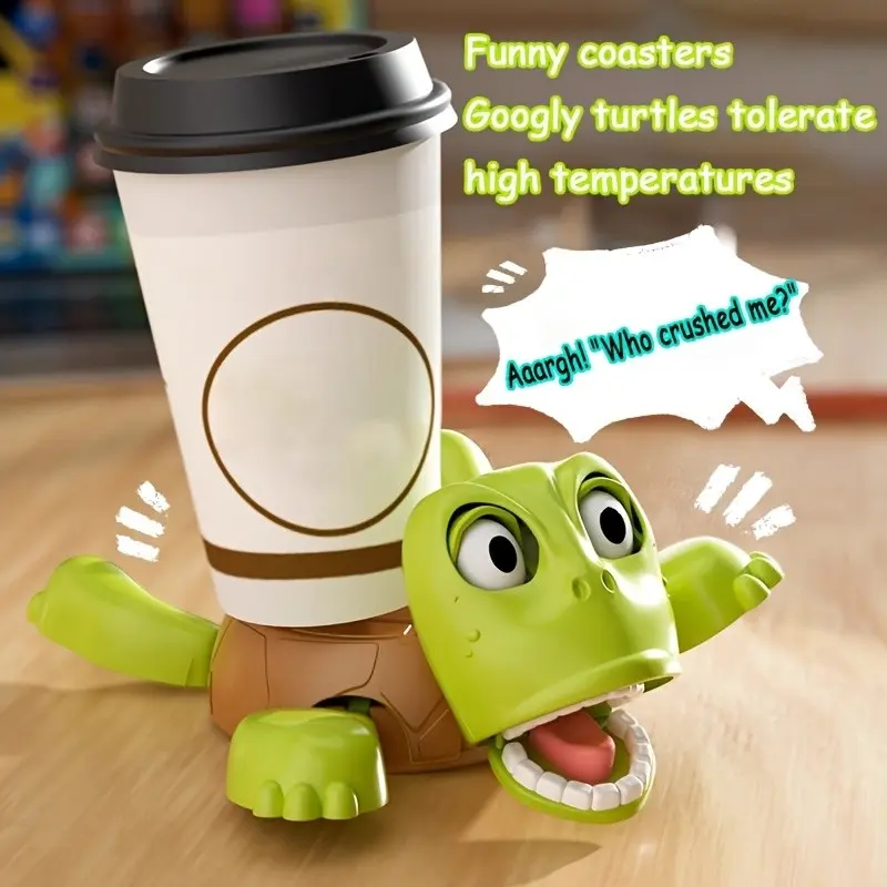 Funny Turtle Coaster, Expressive Face Design, Random Color, Unique Home Decor Desk Accessory, Single Piece, Fun and Stylish Tabletop Item, Funny Coasters