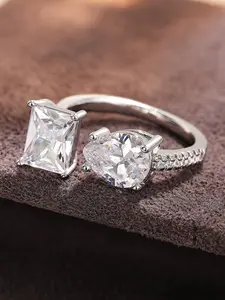 Water Drop Geometric Zircon Ring for Women, Adjustable Square Band, Fashionable Unique Design, Anniversary Birthday Gift, Includes Jewelry Box