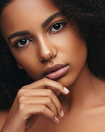 BESTEEL 14K Gold Plated Nose Ring Studs 20G Nose Rings Hoops Stud 316L Stainless Steel Nose Rings Round CZ Heart Simulated Diamond L Shaped Nose Stud Hypoallergenic Nostril Piercing Jewelry for Women Men 10Pcs