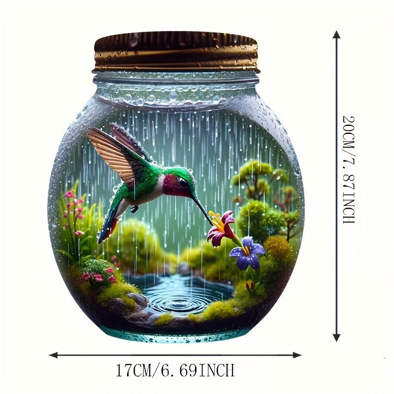 2D Colorful Hummingbird Mason Jar Suncatcher - Stained Glass Effect for Windows, Garden & Gifts 2D Colorful Hummingbird Mason Jar Suncatcher - Stained Glass Effect for Windows, Garden & Gifts