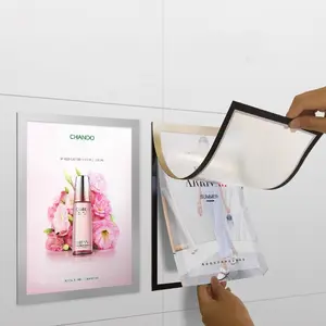Wall-Mounted Magnetic Sign Holder, Self-Adhesive Durable PVC Waterproof Transparent Display Board, Frame, 5-Pack, Home Office School Shop Use
