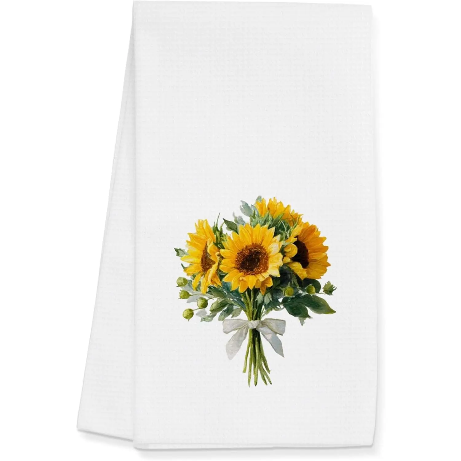 Sunflower Floral Dish Hand Towels, Great Gifts for Women, Soft Absorbent Kitchen Towels for Kitchen Bathroom Decor, 16x24 Inches
